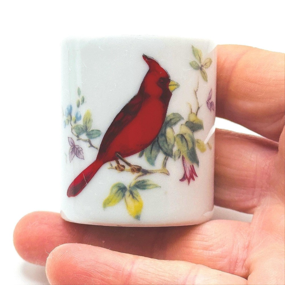 West Germany Ceramic Cardinal Bird Taper Candle Holder White Funny Design